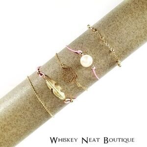 Lotus Flower Boho Beaded Charm Bracelets Set of Five